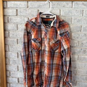 Roar Men's Vibrant Plaid Button-Down Shirt